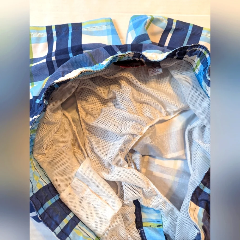 Mens Red Camel Swim Trunks Plaid Blue White Green Yellow Size XL